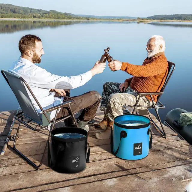 Alt view image 5 of 7 - 3 Pcs 5 Gallon Bucket Collapsible Foldable Bucket with Handle for Camping Fishing Hiking to Hold Water Folding Container Carry Bag Multiple Use Portable Fold up Lightweight