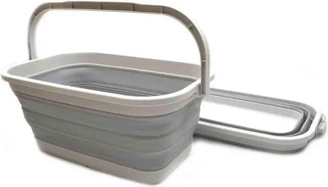 Alt view image 2 of 7 - SAMMART Set of 2-11.6L (3.06 Gallon) Collapsible Rectangular Handy Basket/Bucket (Grey, 2)