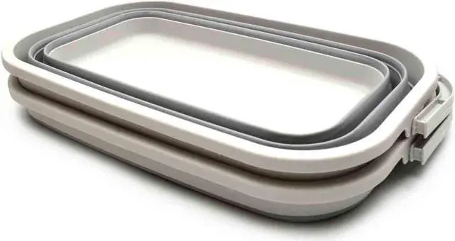 Alt view image 3 of 7 - SAMMART Set of 2-11.6L (3.06 Gallon) Collapsible Rectangular Handy Basket/Bucket (Grey, 2)