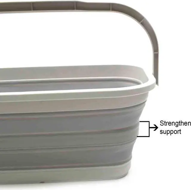 Alt view image 4 of 7 - SAMMART Set of 2-11.6L (3.06 Gallon) Collapsible Rectangular Handy Basket/Bucket (Grey, 2)
