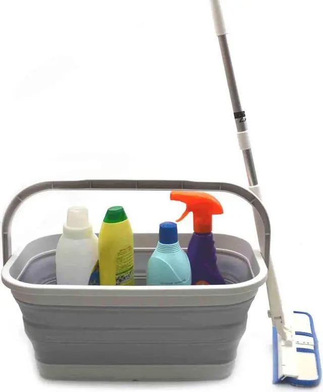 Alt view image 5 of 7 - SAMMART Set of 2-11.6L (3.06 Gallon) Collapsible Rectangular Handy Basket/Bucket (Grey, 2)