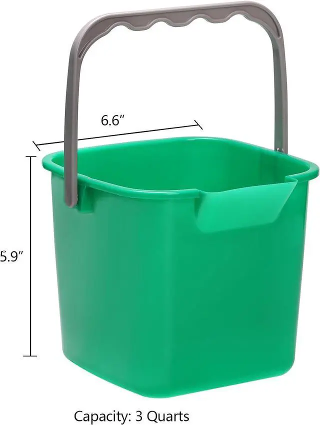 Alt view image 2 of 7 - Peohud 4 Pack Sanitizing Buckets, 3 Quart Small Cleaning Buckets, Square Detergent Pail with Spout and Handle, Plastic Utility Bucket for Home Kitchen School Offices Commercial Use, Green