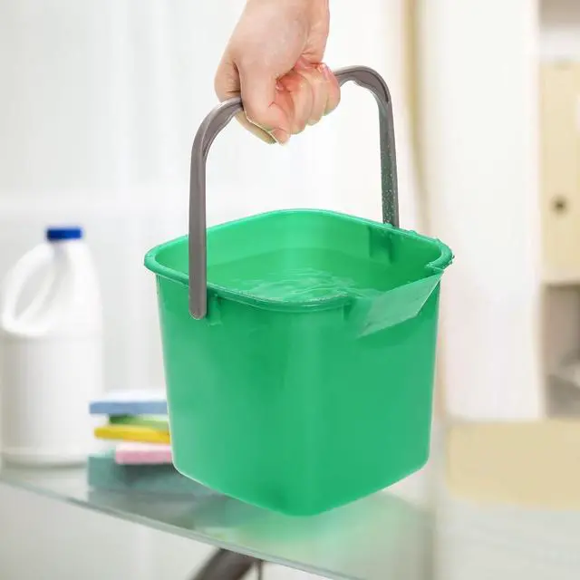 Alt view image 6 of 7 - Peohud 4 Pack Sanitizing Buckets, 3 Quart Small Cleaning Buckets, Square Detergent Pail with Spout and Handle, Plastic Utility Bucket for Home Kitchen School Offices Commercial Use, Green