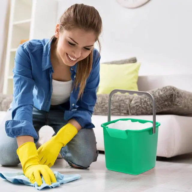 Alt view image 7 of 7 - Peohud 4 Pack Sanitizing Buckets, 3 Quart Small Cleaning Buckets, Square Detergent Pail with Spout and Handle, Plastic Utility Bucket for Home Kitchen School Offices Commercial Use, Green