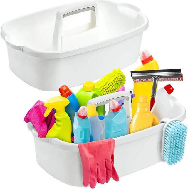 Main image of TOPZEA 2 Pack Cleaning Supplies Caddy, Large Plastic Cleaning Supply Organizer Bucket with Handle Portable Housekeeping Shower Tote Caddy Under Sink Tool Storage Baskets for Dorm, Bathroom, Kitchen
