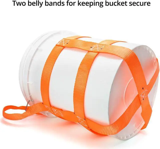 Alt view image 3 of 6 - QWORK Durable Bucket Sling with Belly Bands for 5 Gallon Bucket, 200lbs Capacity
