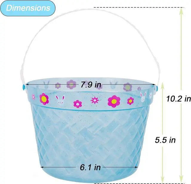 Alt view image 2 of 7 - Zcaukya Easter Buckets, 3 Packs Clear Plastic Kids Easter Baskets with Handles, Empty Plastic Easter Pails for Easter Egg Hunt Party Favors, Green, Blue, Pink