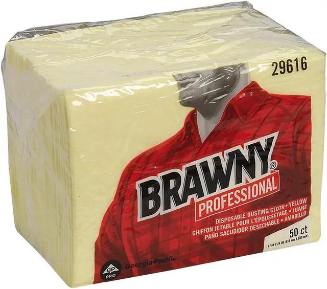 Alt view image 6 of 7 - Brawny Yellow 1/8 Fold Disposable Dusting Cloth by GP PRO (Georgia-Pacific), 24" Length x 17" Width, 29616 (Case of 4 Packs, 50 Cloths per Pack)