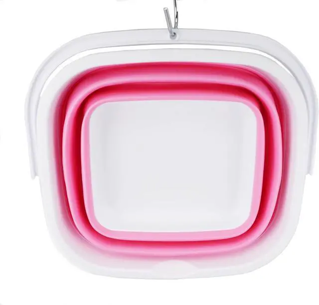 Alt view image 6 of 7 - SAMMART 10L (2.6 gallon) Collapsible Rectangular Handy Bucket (White/Pink (Set of 2))