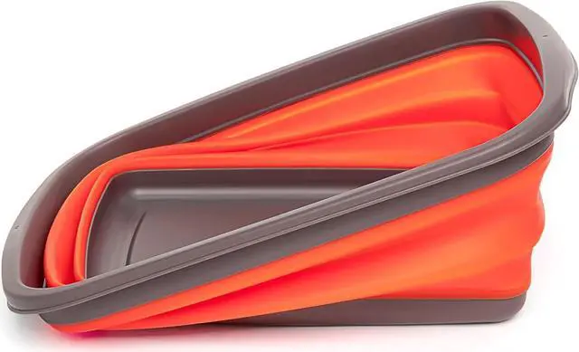 Alt view image 3 of 5 - SAMMART 10L (2.6 Gallons) Collapsible Tub - Foldable Dish Tub - Portable Washing Basin - Space Saving Plastic Washtub (Grey/Orange)