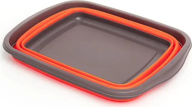 Alt view image 2 of 5 - SAMMART 10L (2.6 Gallons) Collapsible Tub - Foldable Dish Tub - Portable Washing Basin - Space Saving Plastic Washtub (Grey/Orange)