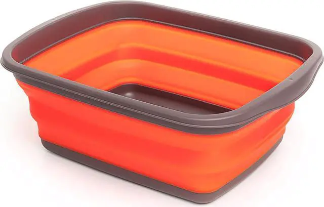 Main image of SAMMART 10L (2.6 Gallons) Collapsible Tub - Foldable Dish Tub - Portable Washing Basin - Space Saving Plastic Washtub (Grey/Orange)