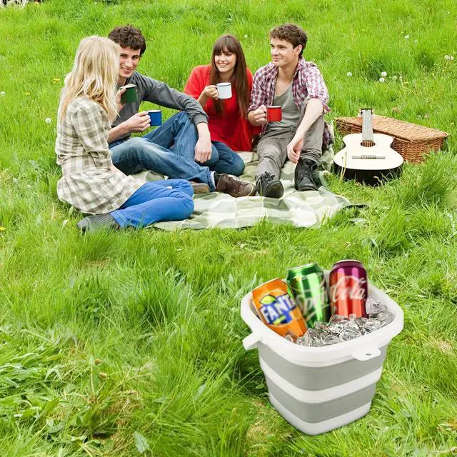 Alt view image 6 of 7 - 3 Pack Collapsible Bucket with 1.32 Gallon (5L) Each, Small Plastic Bucket for Sand or Beach, Portable Water Bucket for Cleaning, Fishing Water Pail
