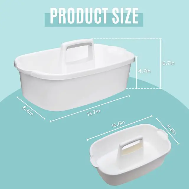 Alt view image 4 of 7 - Cleaning Caddy Organizer with Handle, White Plastic Bucket for Cleaning Supplies Products, Cleaning Tool Storage Tote, 2 Pack