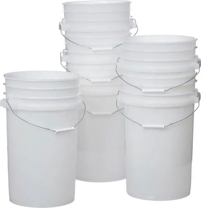Main image of Letica Premium 7 Gallon Bucket, HDPE, Natural, 6 Pack