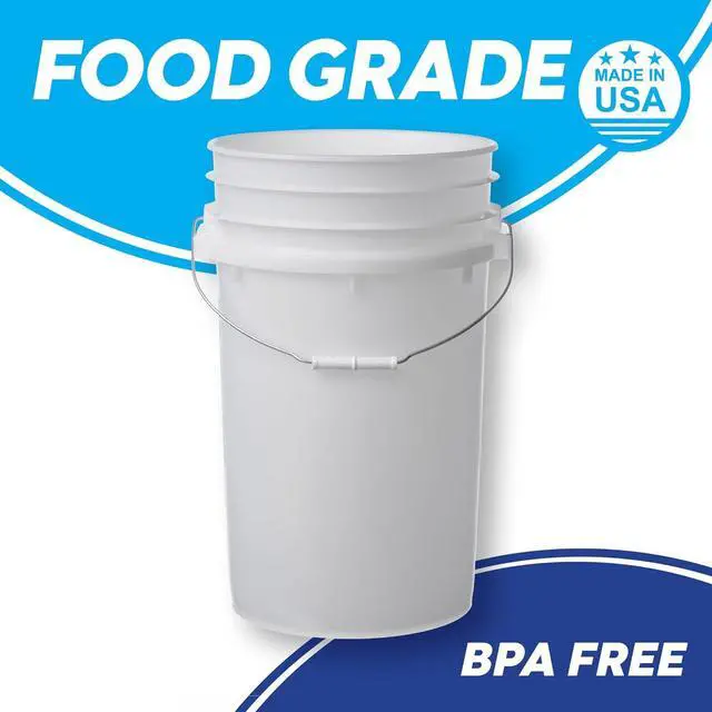 Alt view image 3 of 6 - Letica Premium 7 Gallon Bucket, HDPE, Natural, 6 Pack