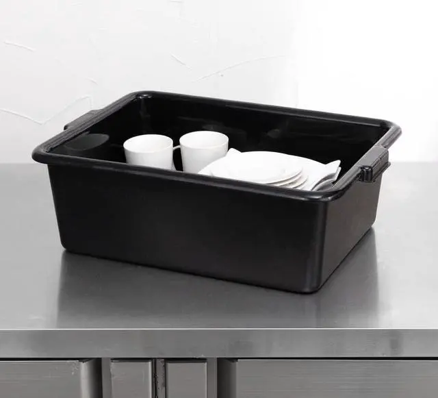 Alt view image 3 of 7 - Restaurantware TUB ONLY: RW Clean 22 Inch x 15.7 Inch Bus Tub 1 Deep Bus Box - Lid Sold Separately With Handles Black Plastic Restaurant Tub Heavy-Duty For Kitchen Organization