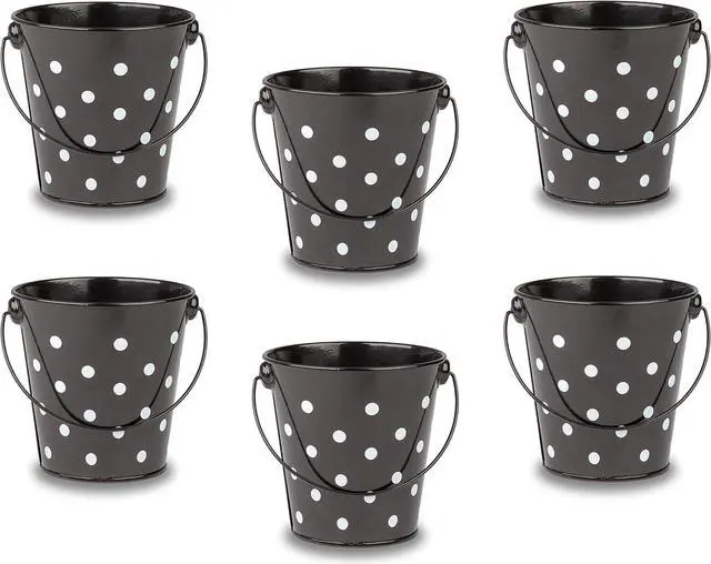 Main image of Teacher Created Resources Buckets Set, Set of 6, Black Polka Dots (TCR6059)