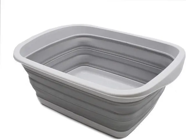 Main image of SAMMART 10L (2.6 Gallon) Collapsible Tub-Foldable Dish Tub-Portable Washing Basin-Space Saving Plastic Washtub (Grey, 1)