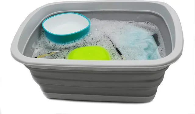 Alt view image 4 of 6 - SAMMART 10L (2.6 Gallon) Collapsible Tub-Foldable Dish Tub-Portable Washing Basin-Space Saving Plastic Washtub (Grey, 1)