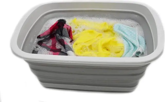 Alt view image 6 of 6 - SAMMART 10L (2.6 Gallon) Collapsible Tub-Foldable Dish Tub-Portable Washing Basin-Space Saving Plastic Washtub (Grey, 1)