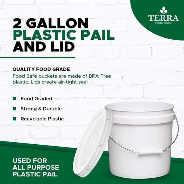 Alt view image 2 of 4 - White Pails and Lids - Heavy Duty Buckets for Storage - Economical, Durable and Easy to Use (2Gallon 5Pack)
