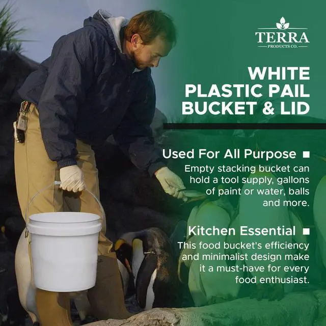 Alt view image 3 of 4 - White Pails and Lids - Heavy Duty Buckets for Storage - Economical, Durable and Easy to Use (2Gallon 5Pack)