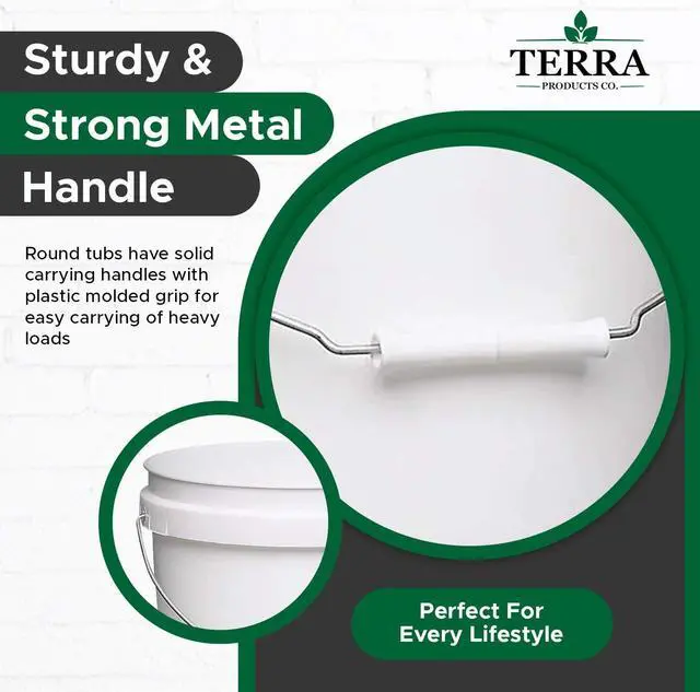 Alt view image 4 of 4 - White Pails and Lids - Heavy Duty Buckets for Storage - Economical, Durable and Easy to Use (2Gallon 5Pack)