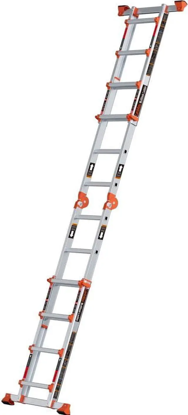 Alt view image 7 of 7 - Ladder, A Frame 4 Step Ladder Extension, 14 FT Anti-Slip Multi Position & Storage Folding Ladder, 330 lbs Security Load Telescoping Aluminum Ladders for Stairs Home Indoor Outdoor Roof