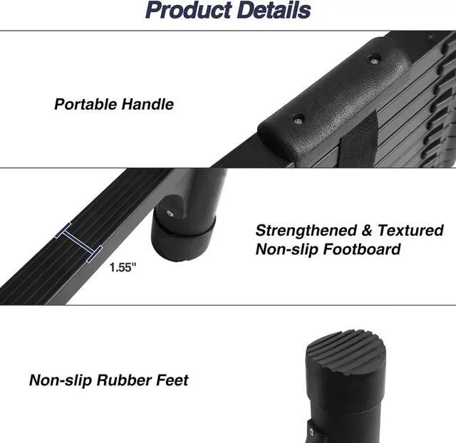 Alt view image 4 of 7 - BOCOM 8.5 FT Aluminum Telescoping Ladder, Lightweight Multi-Purpose Collapsible Extension with 2 Triangle Stabilizers, Heavy Duty 330 lbs Max Capacity, Ideal for Home, RV, and Outdoor Work Black