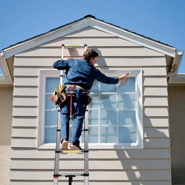 Alt view image 7 of 7 - BOCOM 14.5 FT Aluminum Telescoping Ladder, Lightweight Multi-Purpose Collapsible Extension with 2 Triangle Stabilizers, Heavy Duty 330 lbs Max Capacity, Ideal for Home, RV, and Outdoor Work Silver
