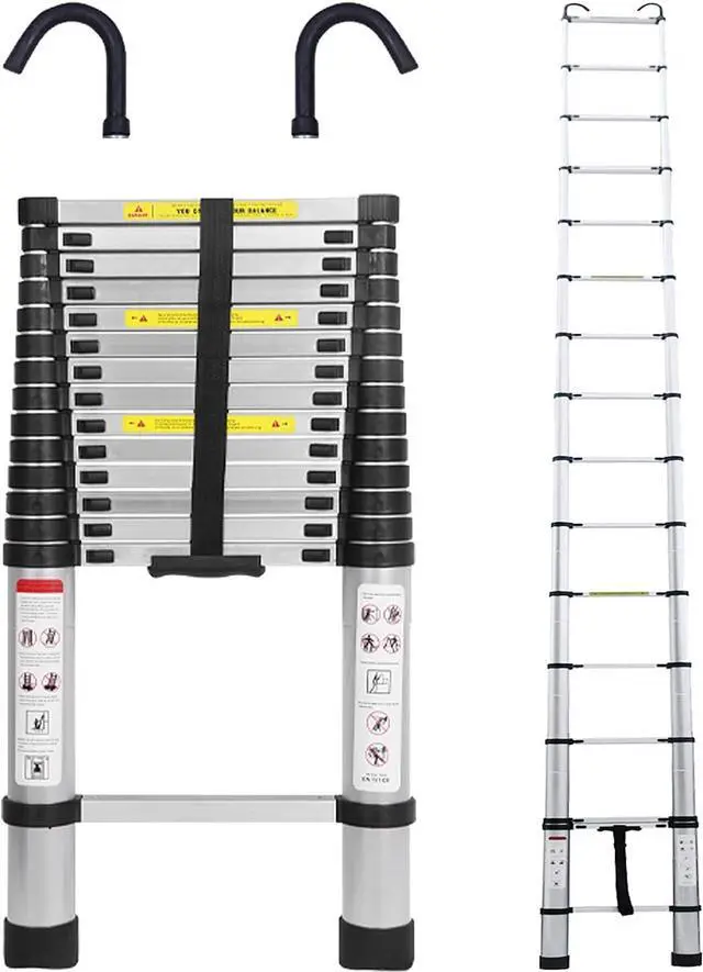 Main image of Telescoping Ladder 20.5ft Aluminum Telescopic Extension Ladder Extendable Ladders with 2 Detachable Hooks Portable Lightweight Safety Lock Design Best for Household Daily or RV Work 330 Pound Capacity