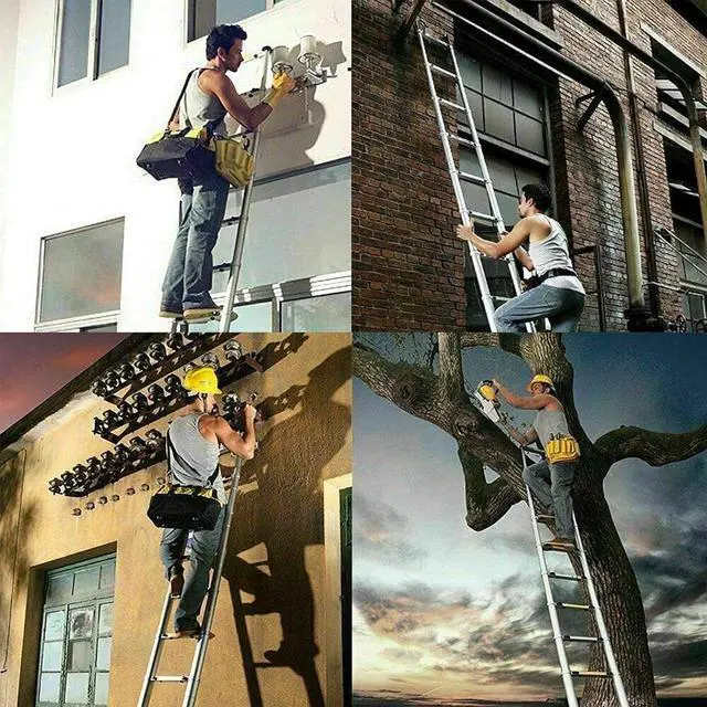 Alt view image 7 of 7 - Telescoping Ladder 20.5ft Aluminum Telescopic Extension Ladder Extendable Ladders with 2 Detachable Hooks Portable Lightweight Safety Lock Design Best for Household Daily or RV Work 330 Pound Capacity