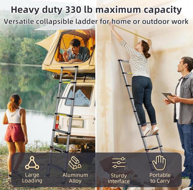 20.3ft Telescoping Ladder Portable Collapsible Folding Ladder For Home