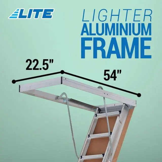 Alt view image 3 of 7 - LITE 10-Foot Aluminium Attic Ladder 56" W x 22.5" H, 375-Pound Load Capacity, Type IAA, AP2240MS