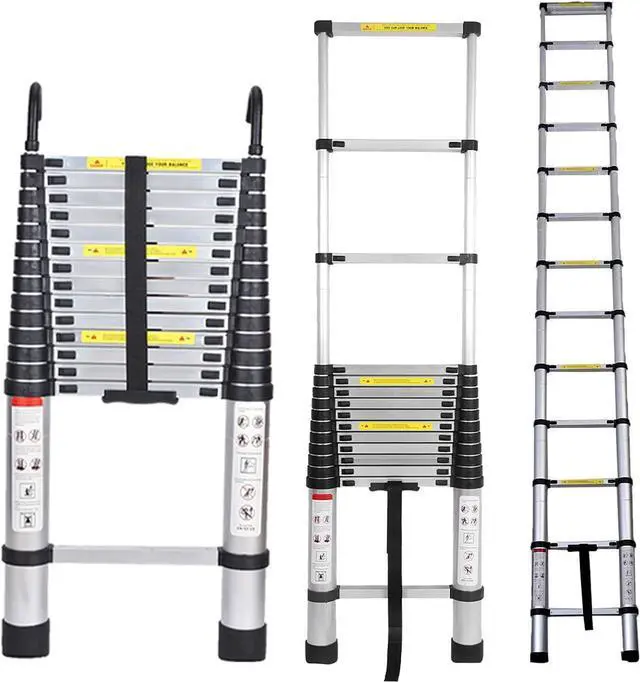 Main image of Telescoping Ladder 14.5ft Aluminum Telescopic Extension Ladder Extendable Ladders with 2 Detachable Hooks Portable Lightweight Safety Lock Design Best for Household Daily or RV Work 330 Pound Capacity