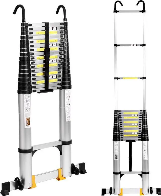 Main image of BOWEITI 26.2FT Telescoping Ladder, Aluminum Collapsible Ladder w/Non-Slip Feet, Lightweight RV Compact Ladders, Telescopic Ladders for RV, Household, Outdoor, 330lbs Capacity Extension Ladder (26.2FT)