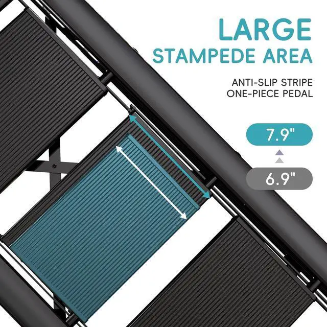 Alt view image 3 of 7 - GameGem 6 Step Ladder, Aluminum Folding Step Stool with Anti-Slip Sturdy and Wide Pedal, Portable Lightweight Stepladder with Convenient Handgrip for Home, Office, Kitchen Use Black, 330 lbs Capacity