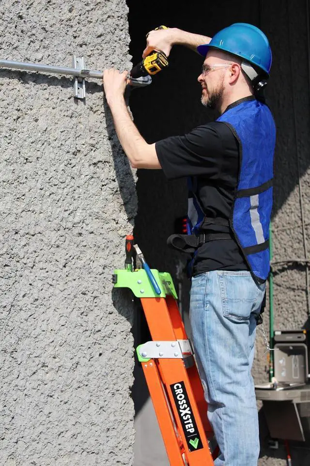 Alt view image 7 of 7 - Louisville Ladder 8-foot Fiberglass Cross Step Ladder, 300-Pound Load Capacity, Type IA, FXS1508