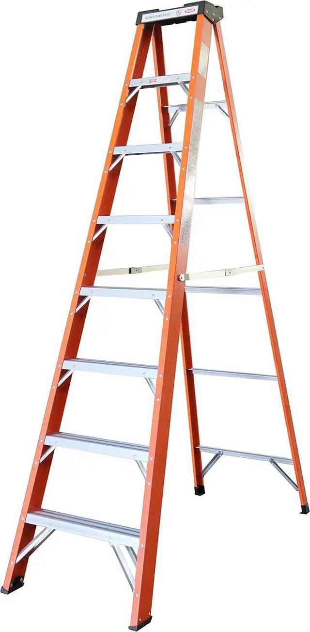 Alt view image 2 of 7 - 8-Foot Fiberglass Step Ladder, 250 Pound Capacity