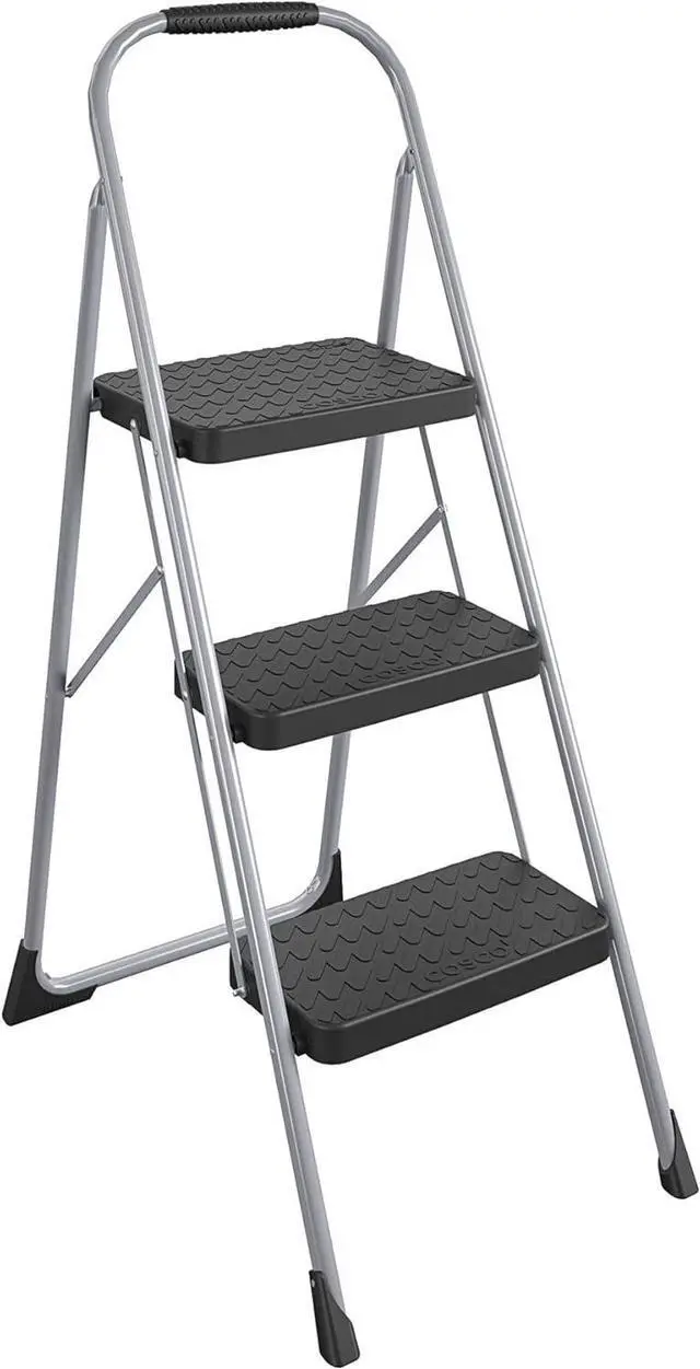 Main image of Cosco 11408PBL1E Three Step Big Step Folding Step Stool with Rubber Hand Grip, Grey
