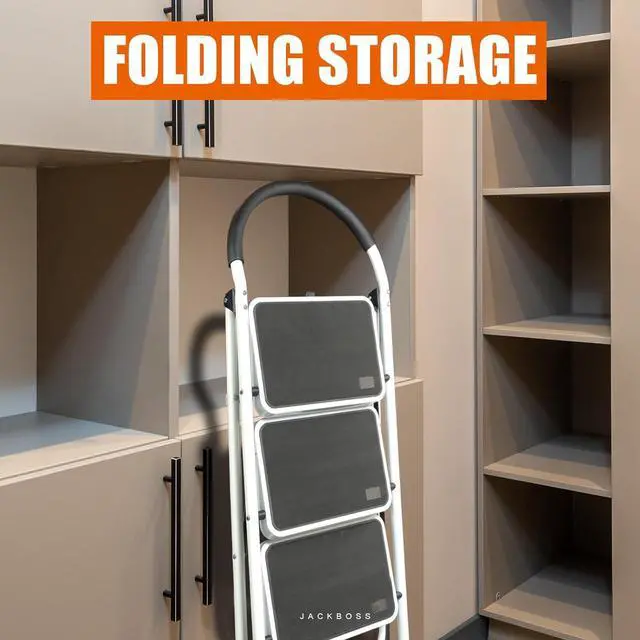 Alt view image 4 of 7 - 3 Step Ladder, Folding Lightweight Step Stool with Wide Anti-Slip Pedal for Home, Office, Kitchen and Garage, 400 lbs Capacity