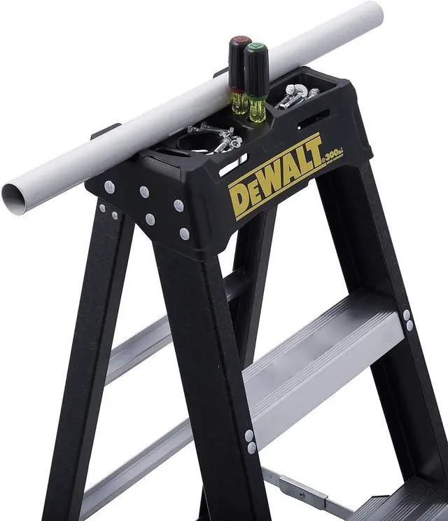 Alt view image 6 of 7 - DeWalt 4-Foot Fiberglass Step Ladder, 300-Pound Load Capacity, Type IA, DXL3010-04