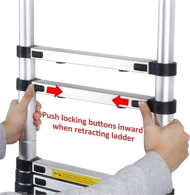 Alt view image 4 of 6 - Telescoping Ladders, (8.5Ft/2.6M) EN131 Standards Aluminum Extension Ladder, Extension for RV, Attics, Families, Outdoor Work, with a Maximum Bearing Capacity of 330lbs