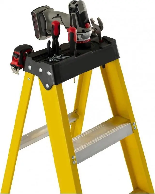 Alt view image 3 of 5 - 8' Fiberglass Step Ladder, 12' Reach, 250 lbs Load Capacity