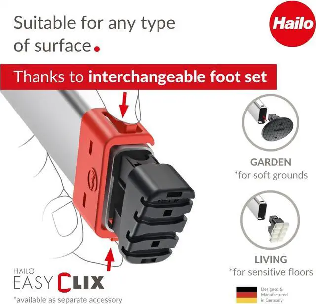 Alt view image 3 of 6 - Hailo L60 StandardLine Aluminum Safety Step Ladder - Folding Ladder With 8 Steps, 330 lb Capacity - Stable Guide Pillar, Shelf Included - Made in Germany, Stainless - Silver