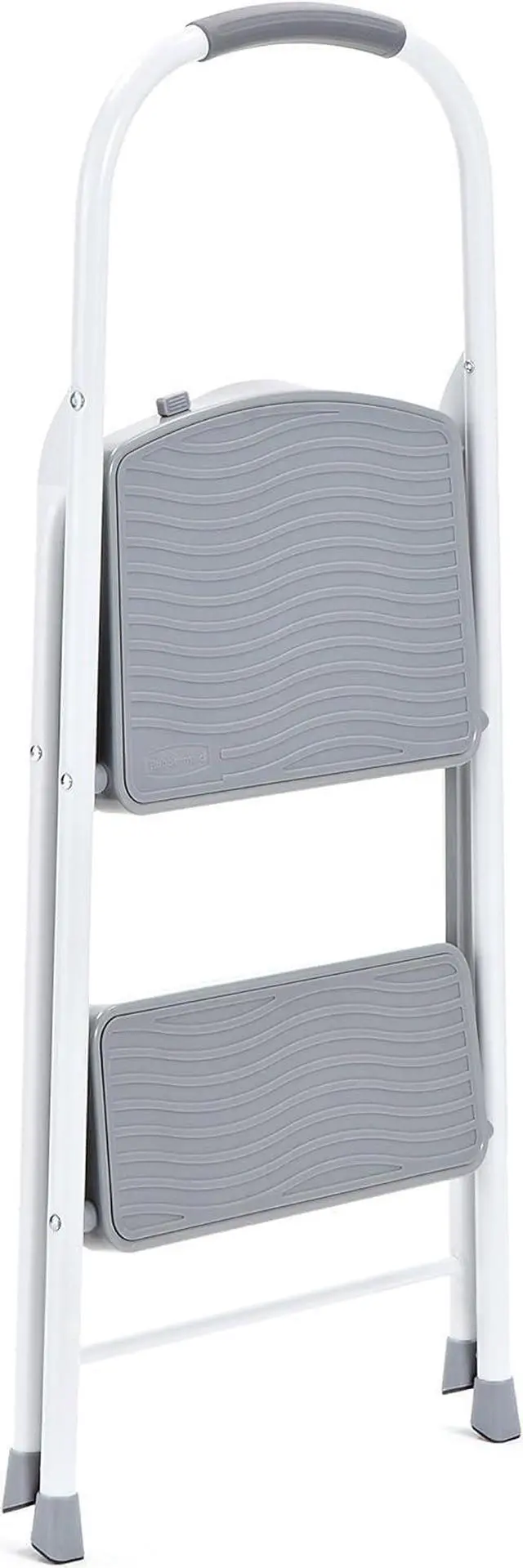 Alt view image 4 of 7 - Rubbermaid 2-Step Steel Step Stool Ladder with Hand Grip, ANSI Type 2 Duty Rating, 225 lb Capacity, White