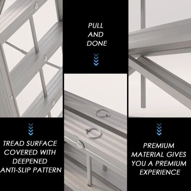 Alt view image 4 of 7 - Aluminum Foldable Twin Front 5-Step Ladder, Compact Step Stool with Wide Anti-Slip Pedal, Portable, 330lb Capacity