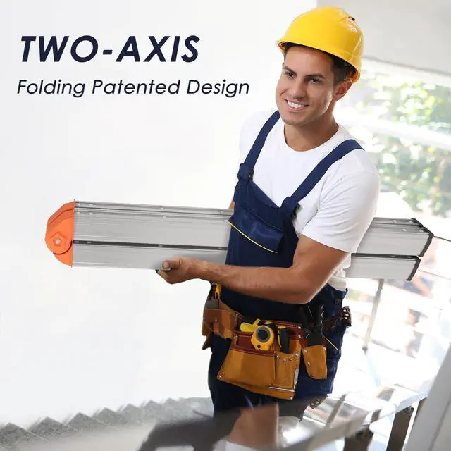 Alt view image 6 of 7 - Aluminum Foldable Twin Front 5-Step Ladder, Compact Step Stool with Wide Anti-Slip Pedal, Portable, 330lb Capacity
