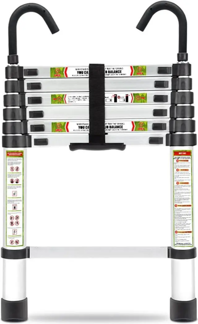 Main image of Telescopic Ladder, 6.5FT RIKADE Aluminum Telescoping Ladder with Non-Slip Feet and Stable Hook, Portable Extension Ladder for Household and Outdoor Working, 330lb Capacity